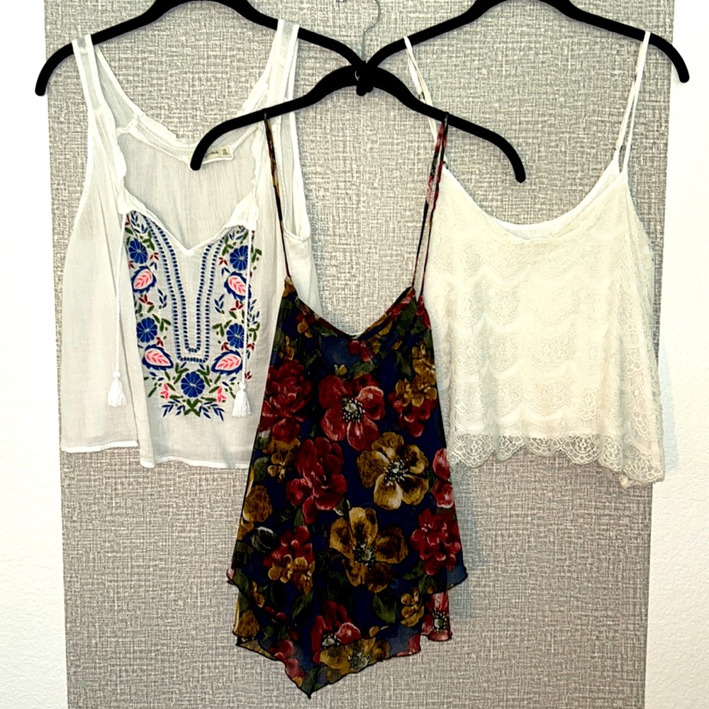 Bundle THREE Abercrombie Fitch Crop Tank Tops *LOT